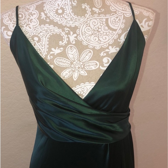 Jill Jill Stuart Wrap front Satin Slip Gown In Spruce - Picture 7 of 12